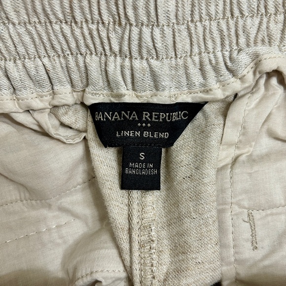 Banana Republic Linen Blend Pants, Beige Wide-Leg Pull-On Crop Pant, Small, NWOT - Picture 4 of 5
